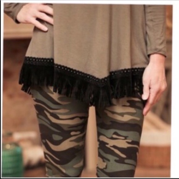 Olive & Black Fringe Tunic - Just 1 Small Left! - Picture 7 of 8